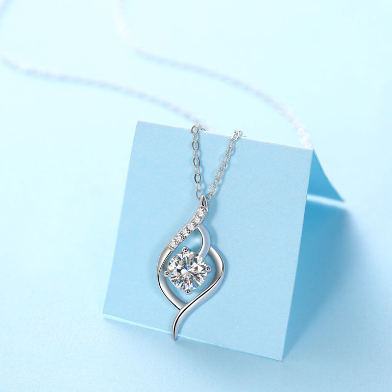 Elegant Crystal Teardrop Pendant Necklace | Sterling Silver