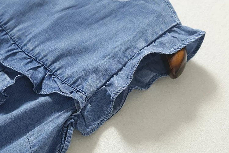Stylish Ruffled Tencel Denim Casual Mini Dress