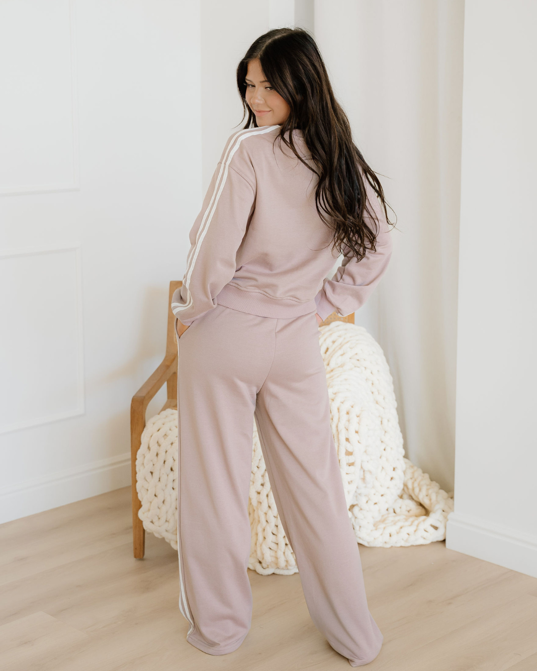 Indie & Co. Varsity Pullover Wide Leg Pants 2pcs Outfit