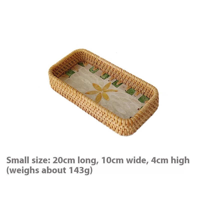 Rattan Mother of Pearl Rectangular Tray