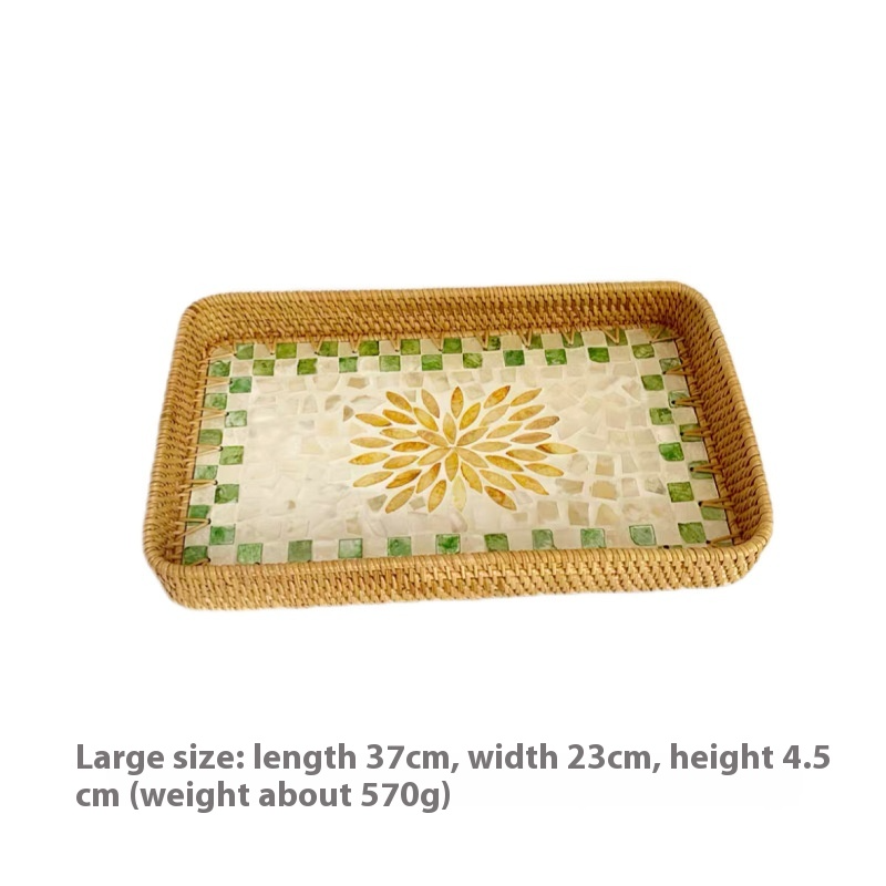 Rattan Mother of Pearl Rectangular Tray
