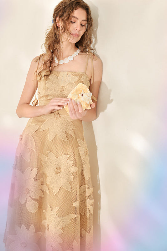 Sandy Bloom Floral Woven Lace Midi Dress - Misses & Plus Sizes - Elegant Event Ready