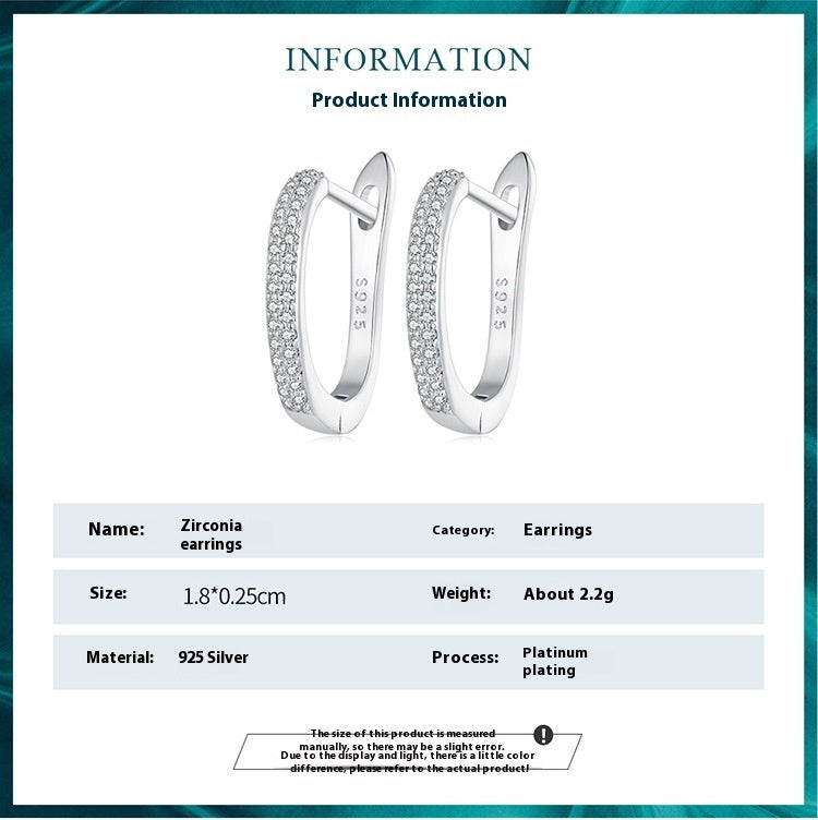 Sterling Silver Simple Elegant Round Zircon Earrings