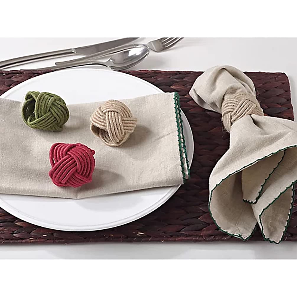 Fennco Styles Braided Jute Napkin Rings, Set of 4 Ivory Burlap Holders