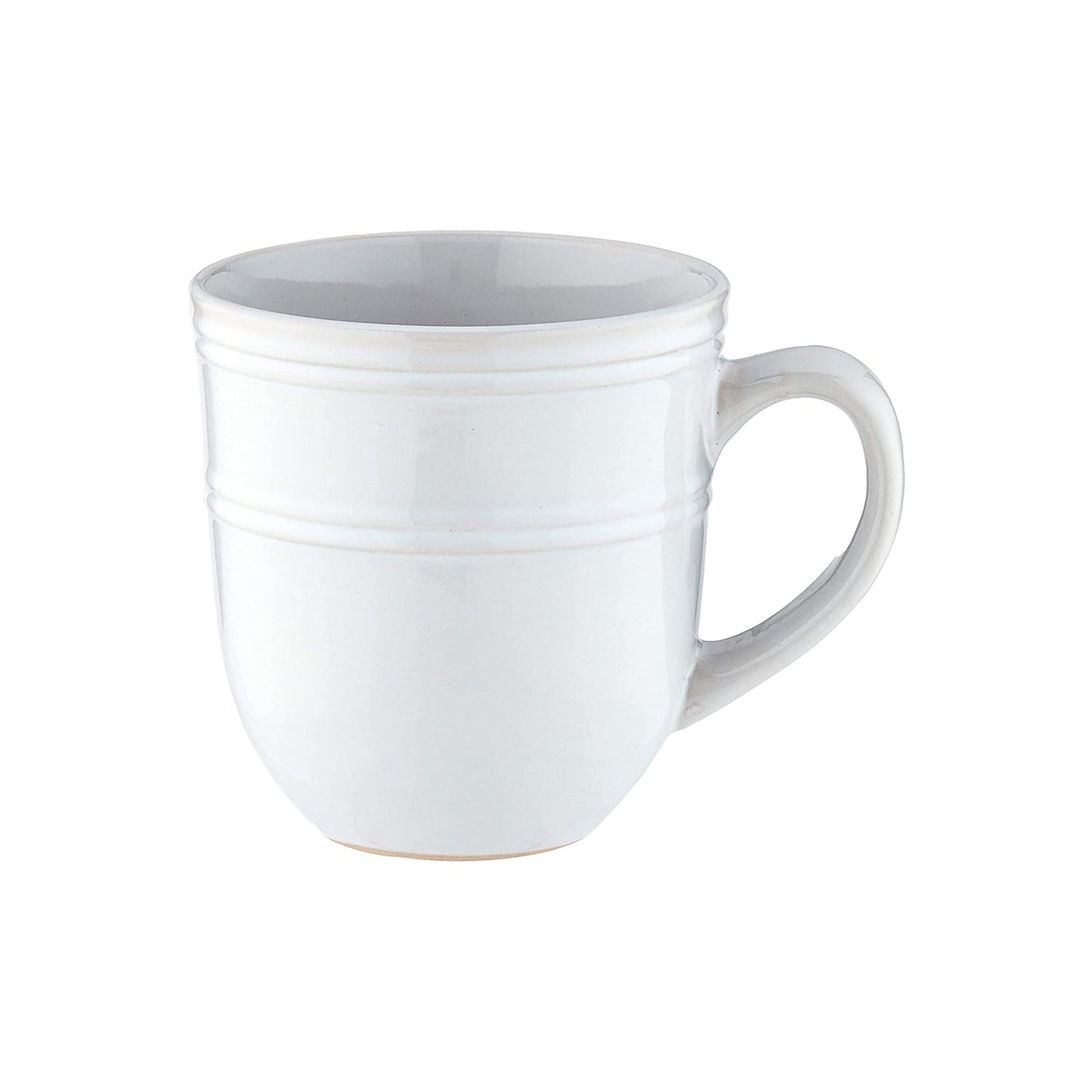 White stoneware mug on a white background