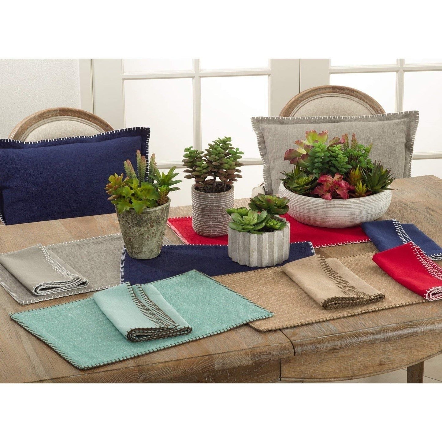 Fennco Styles Celena Whip Stitched Cotton Cloth Napkins, Set of 4