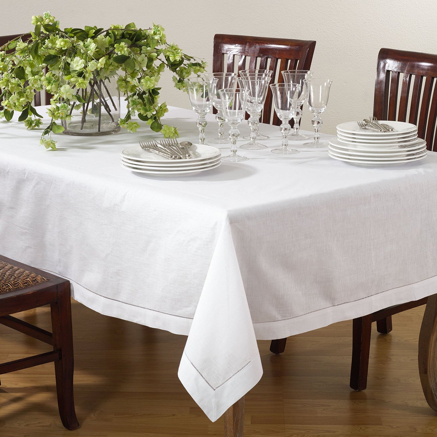 Fennco Styles Hemstitch Border Linen-Cotton Table Linens