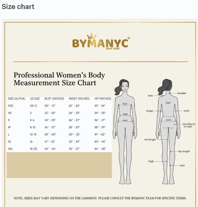 Size chart.