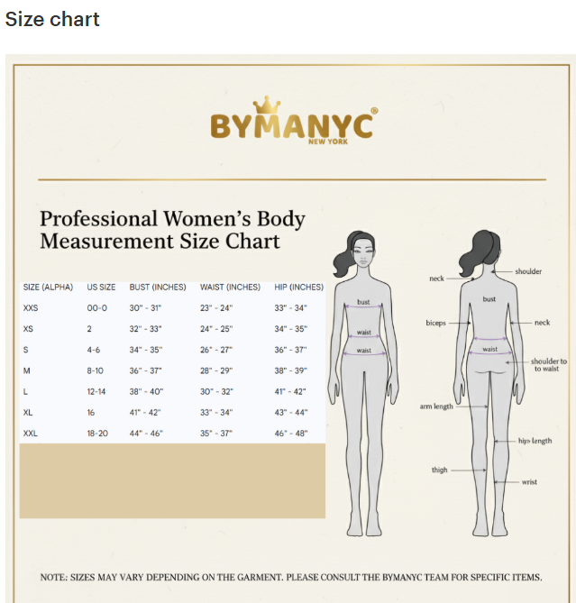 Size chart.