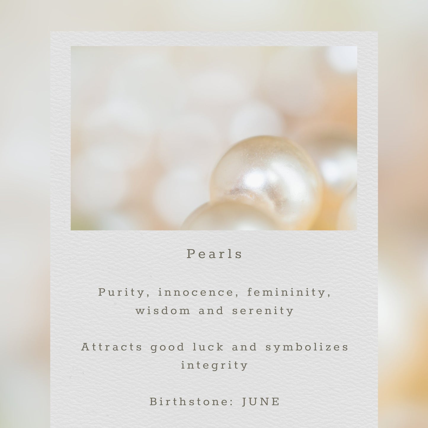 Pearls with descriptive text on a light background