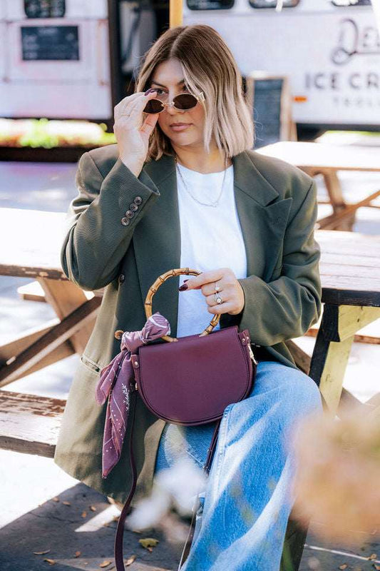 Burgundy Semi-Circle Crossbody Bag