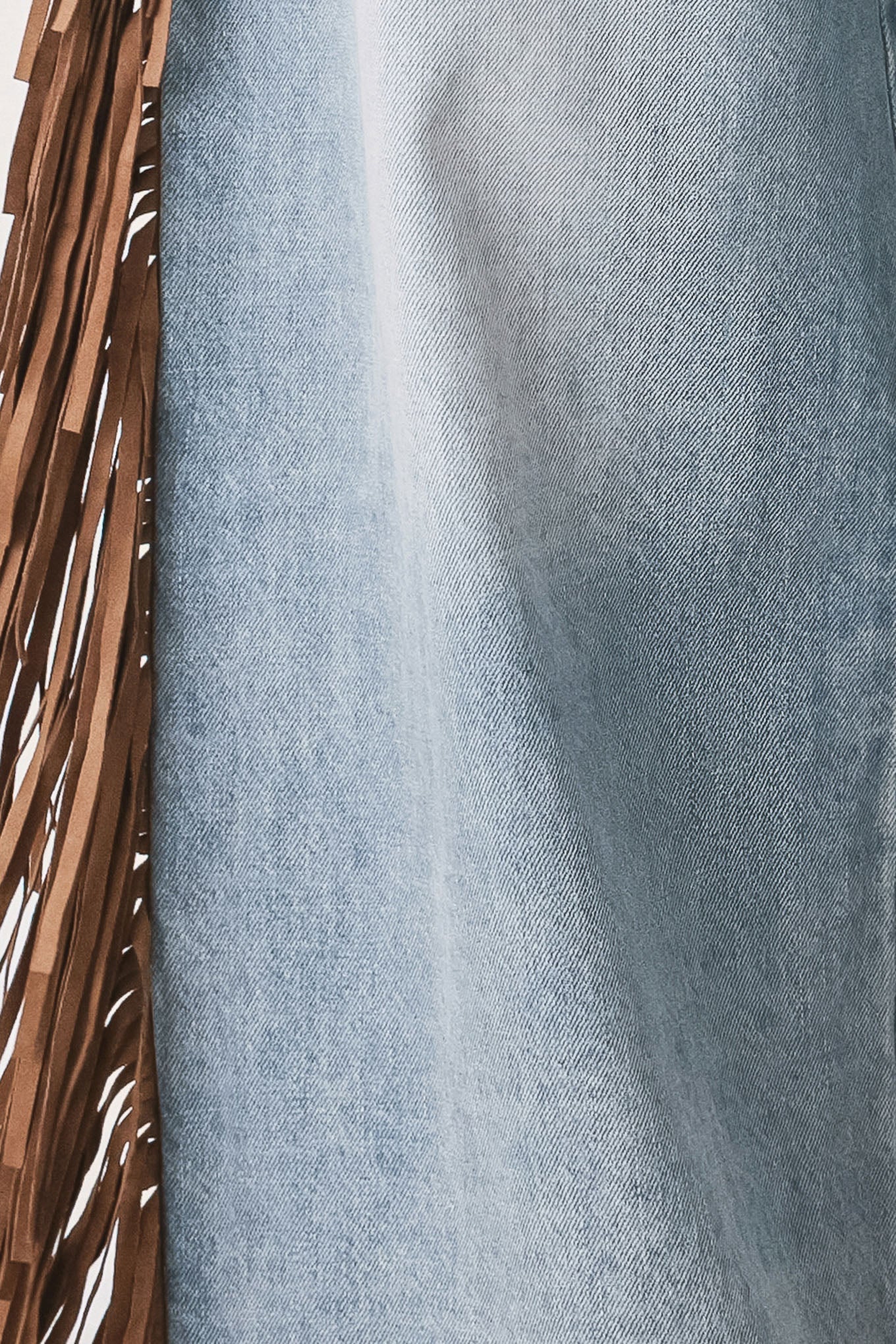 Nashville Side Washed Denim Jeans – Western Fringe Wide-Leg Pants