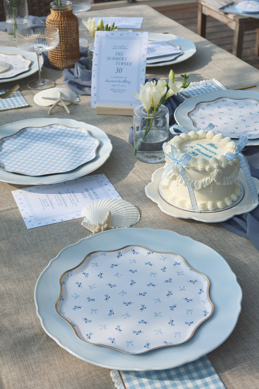 Harlow & Grey Coastal Pretty Paper Dessert Plates, 8.5" Gold Foil Rim