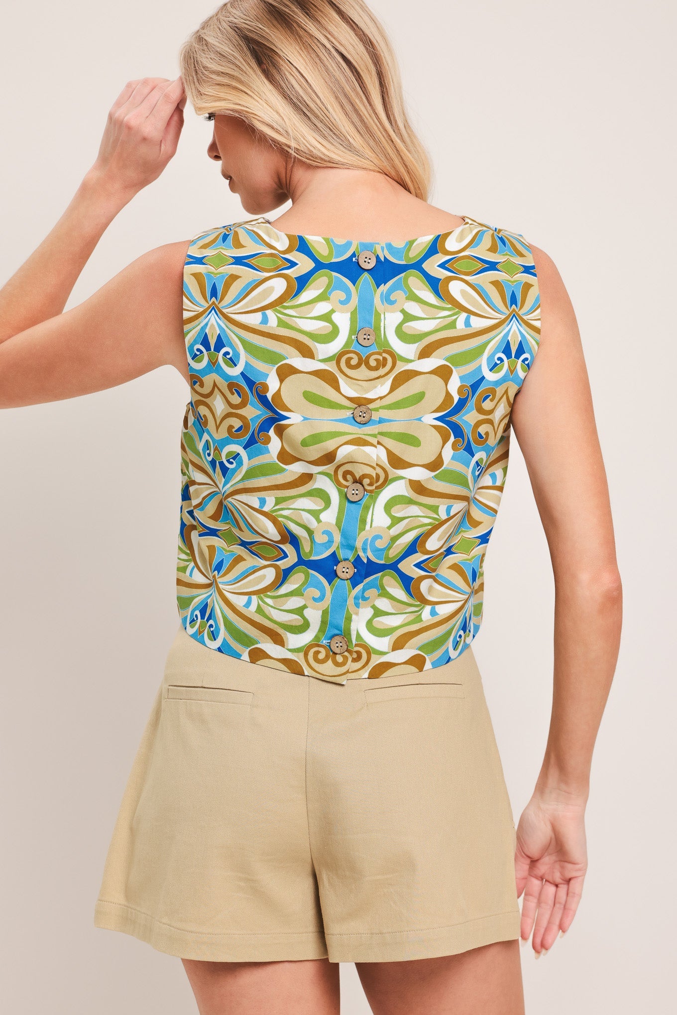 Island Mosaic Sleeveless Crop Top