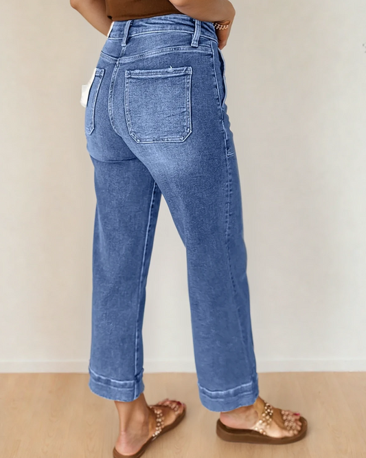 Willow Cropped High Rise Wide Leg Jeans - Medium Wash