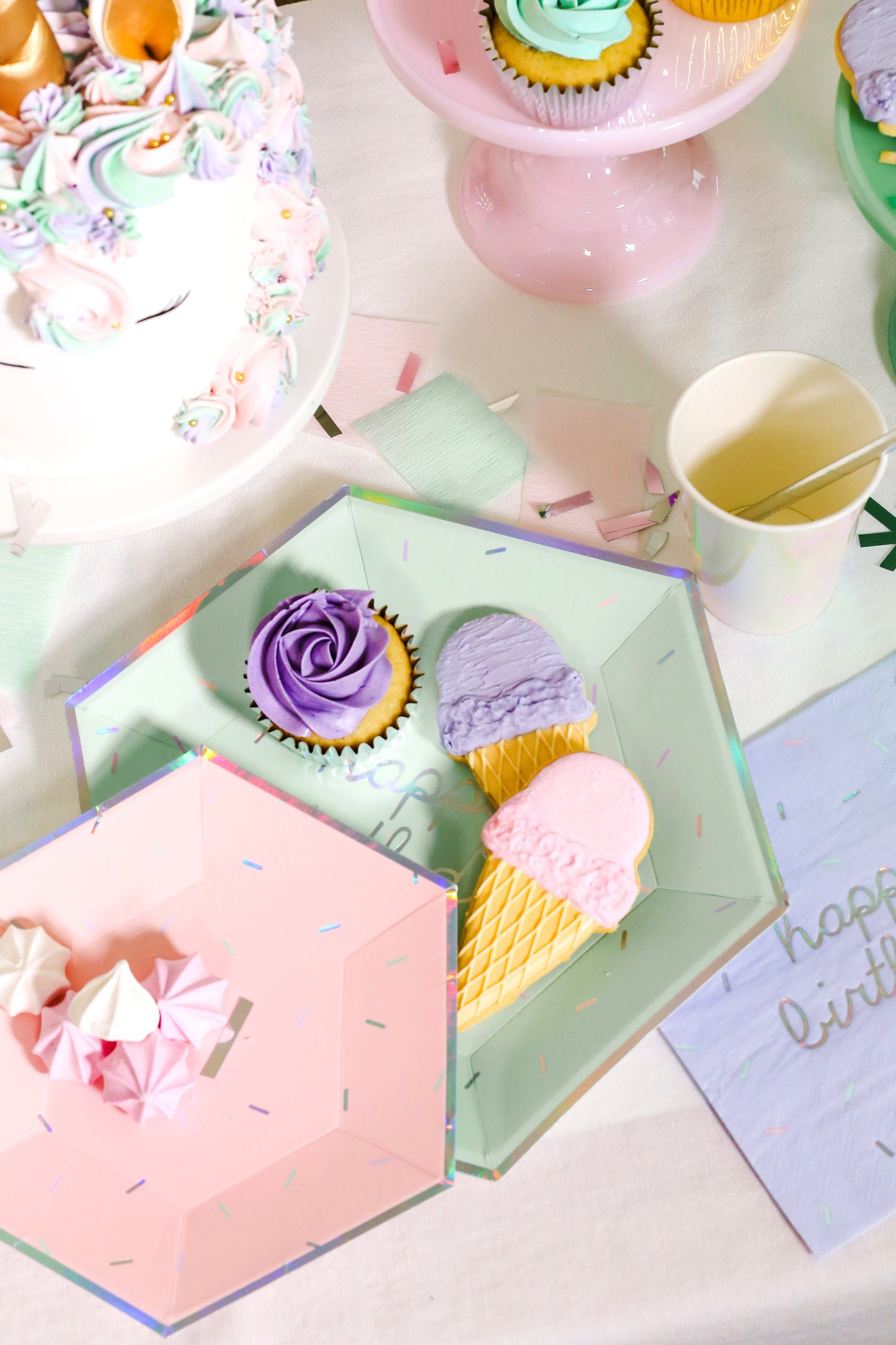 Sprinkles - Pastel Small Paper Plates (Multi-Color Pack, 18 count)