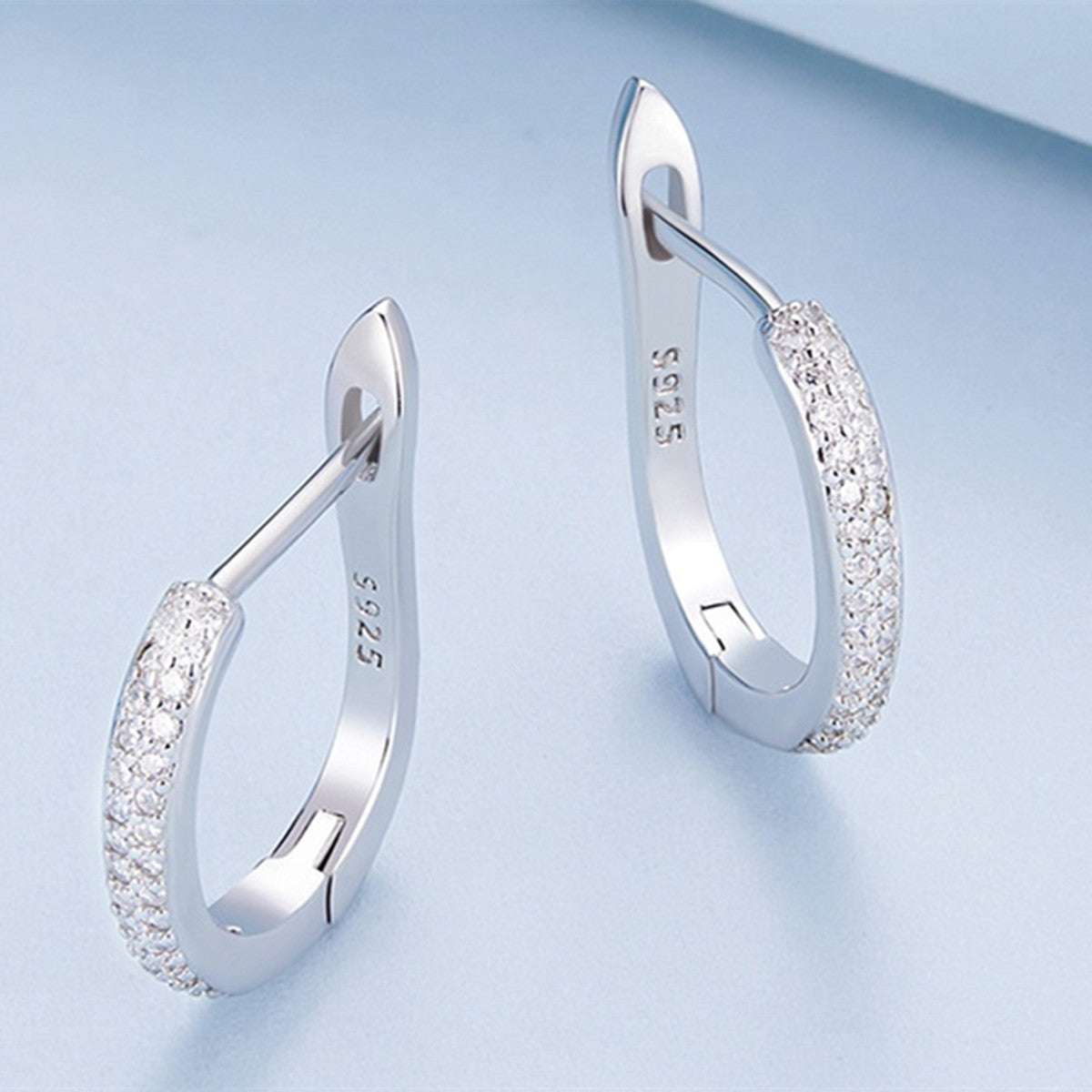Sterling Silver Simple Elegant Round Zircon Earrings