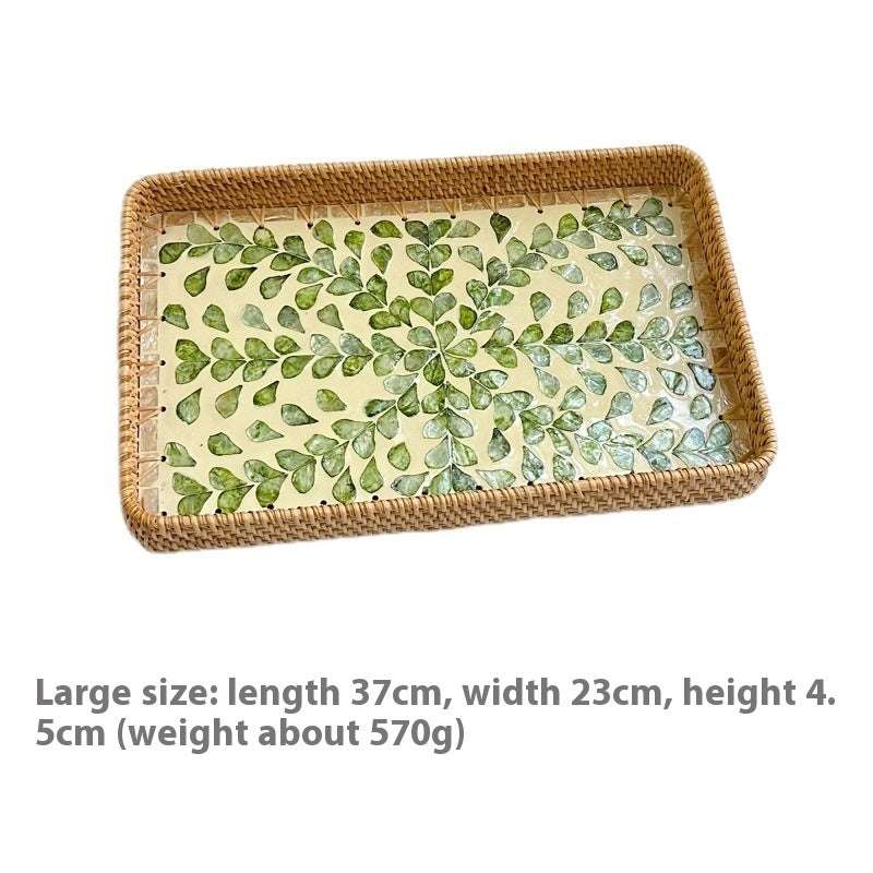 Rattan Mother of Pearl Rectangular Tray
