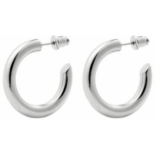 Silver hoop earrings on a white background