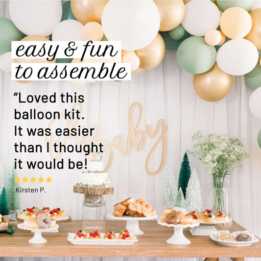 Boho Safari Balloon Garland Kit | Sage Green White Gold DIY Arch
