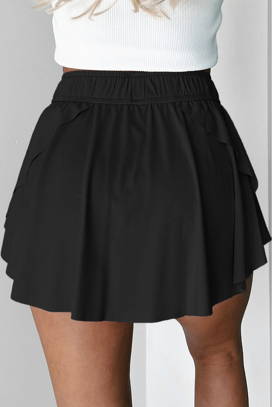 Drawstring Elastic Waistband Lined Tennis Skorts