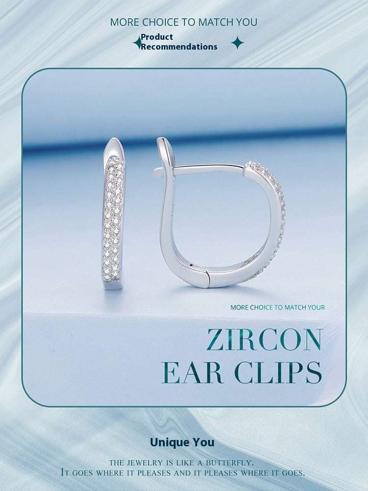 Sterling Silver Simple Elegant Round Zircon Earrings