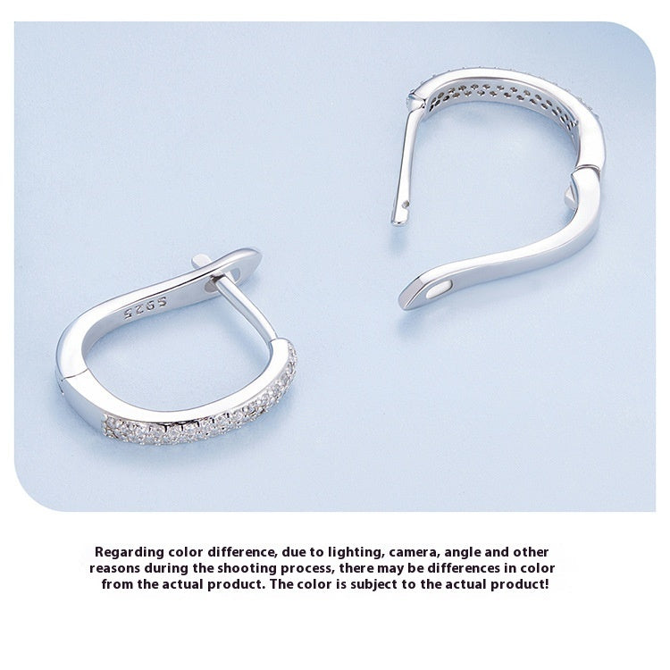 Sterling Silver Simple Elegant Round Zircon Earrings