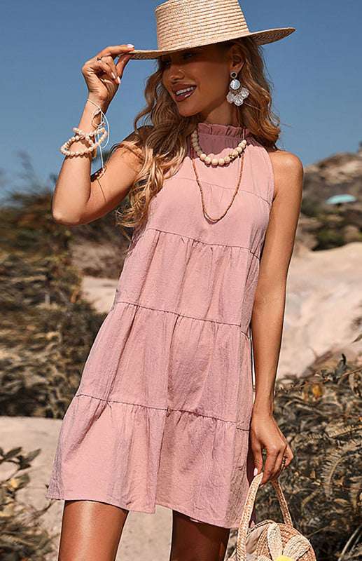 Halter Neck Cotton Linen Dress