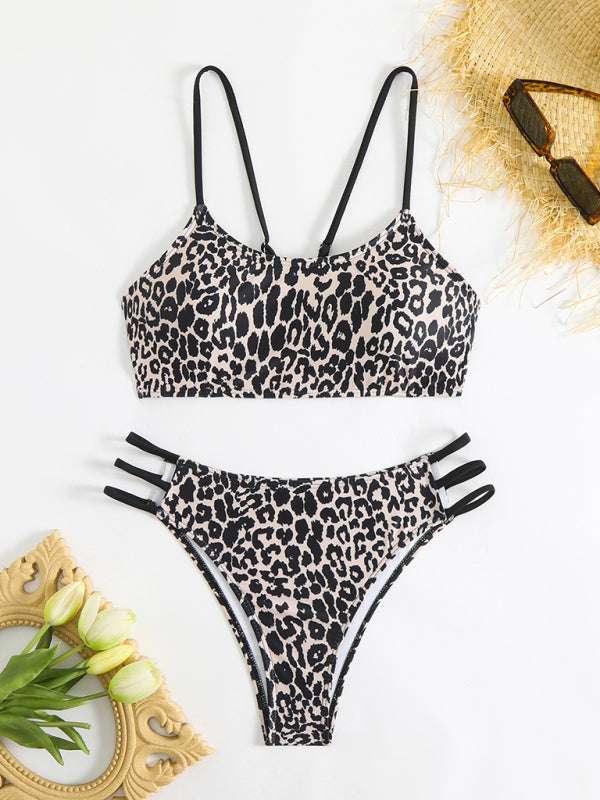 Leopard Print Two Piece Swimsuit