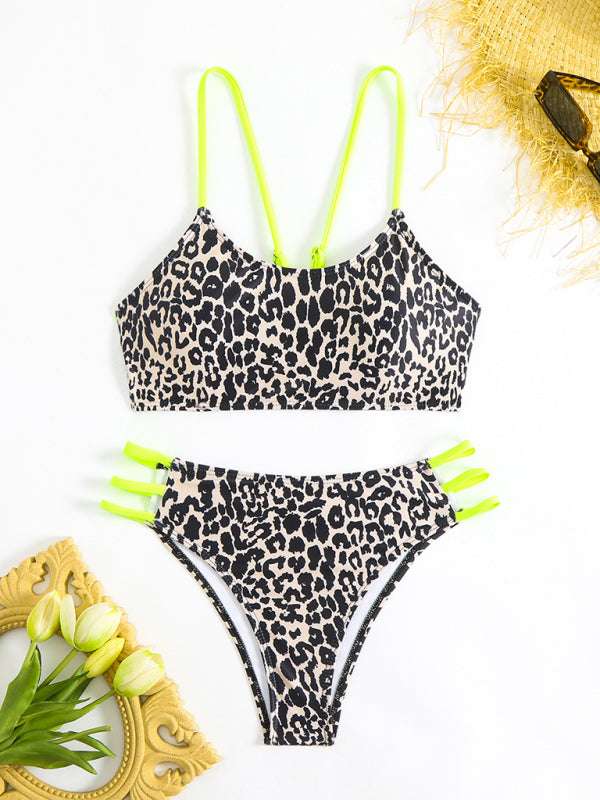 Leopard Print Two Piece Swimsuit
