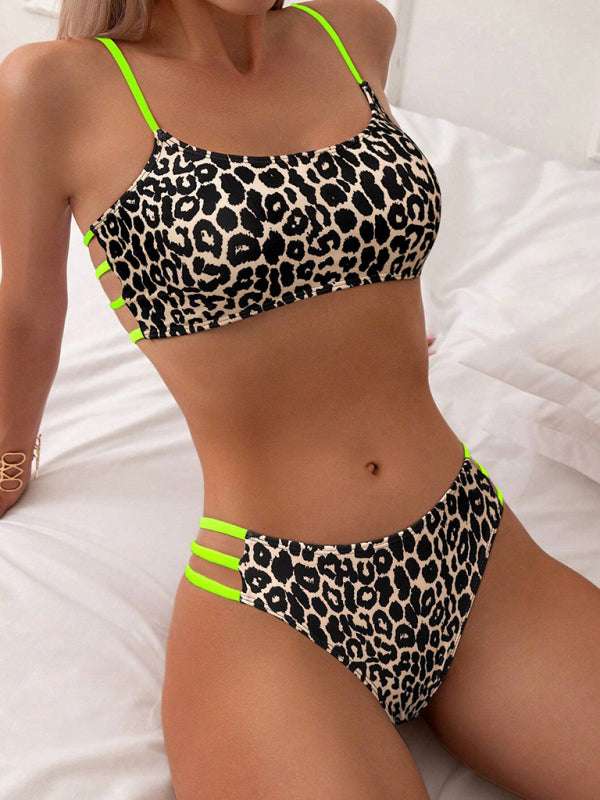 Leopard Print Two Piece Swimsuit