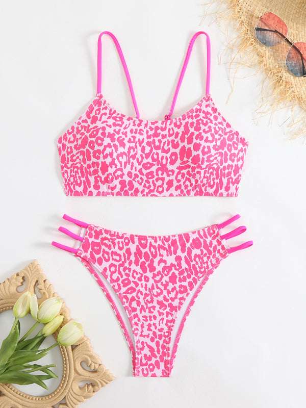 Leopard Print Two Piece Swimsuit