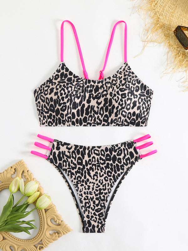 Leopard Print Two Piece Swimsuit