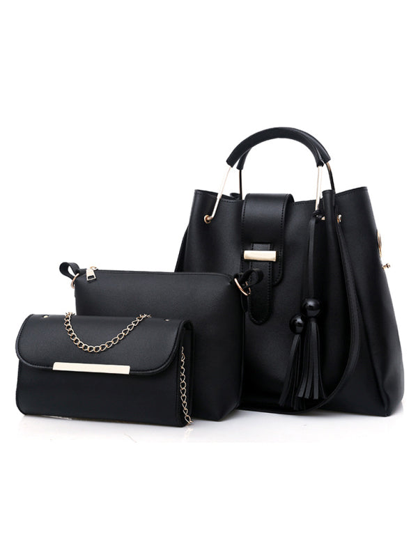 Three-Piece Vegan Leather Handbag Set