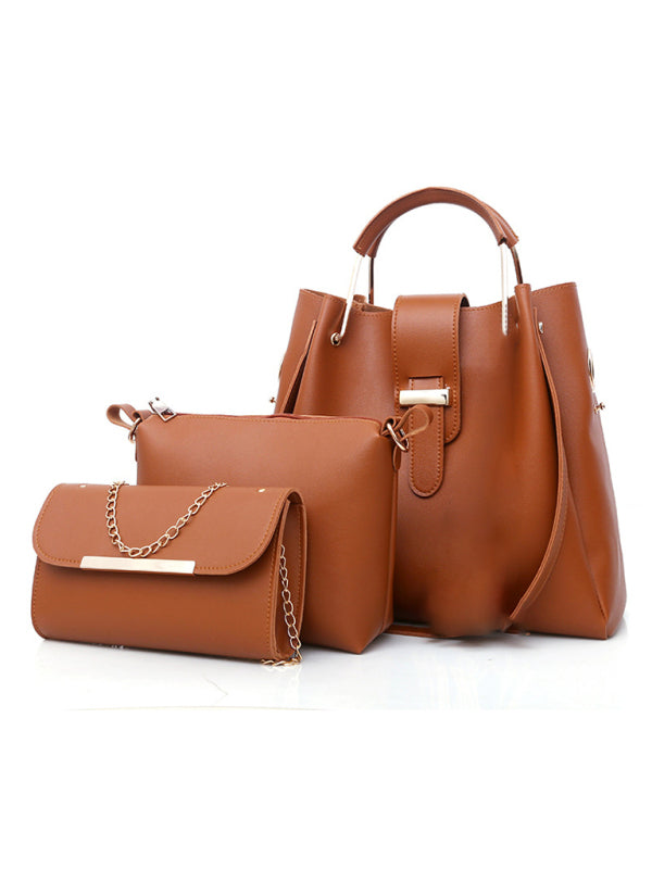 Three-Piece Vegan Leather Handbag Set