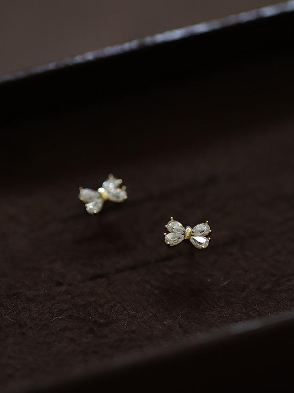 Four Diamond Bows Mini Earrings