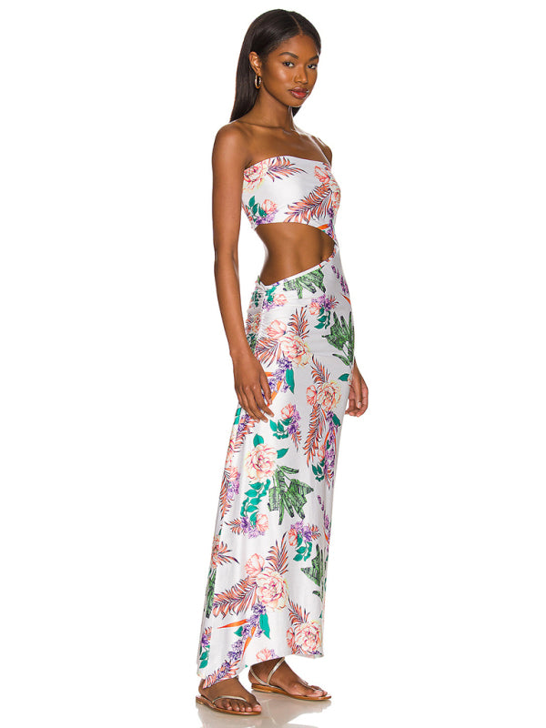Strapless Hollow Out Maxi Dress