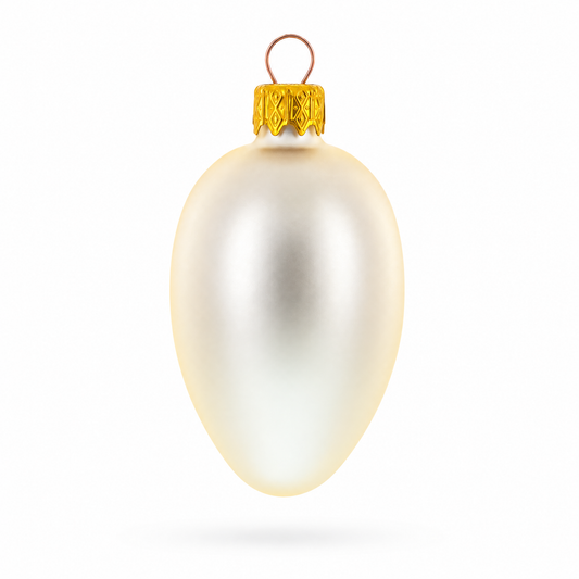 Set of 6 Champagne Mini Glass Egg Ornaments 2.9 Inches