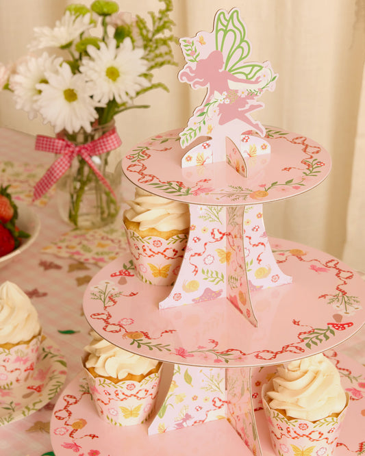 Garden Fairy Cupcake/Cookie Tower - 3 Tiered Display