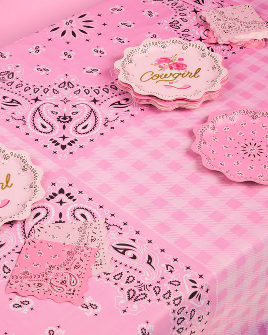 Cowgirl Trio Party Kit - Coordinating Tablecloth, Napkins, Plates