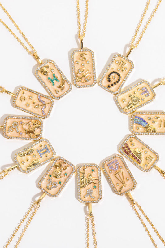 Shine Bright Like a Star: The Glittering Copper and Rhinestone Zodiac Sign Constellation Pendant Necklace