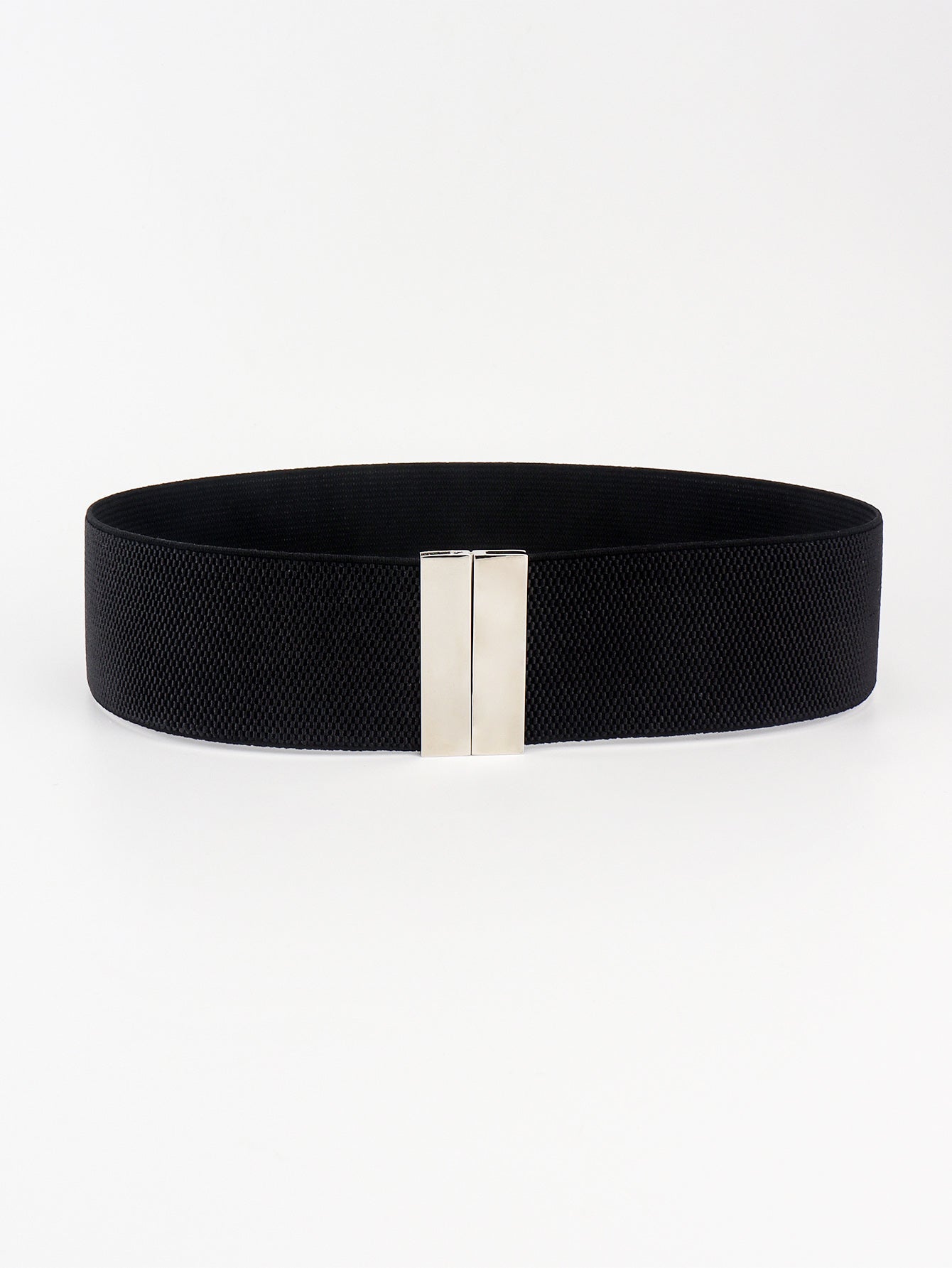 Black belt with a silver buckle on a white background