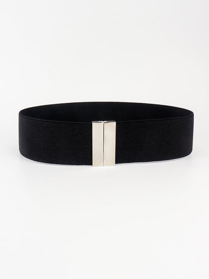 Black belt with a silver buckle on a white background