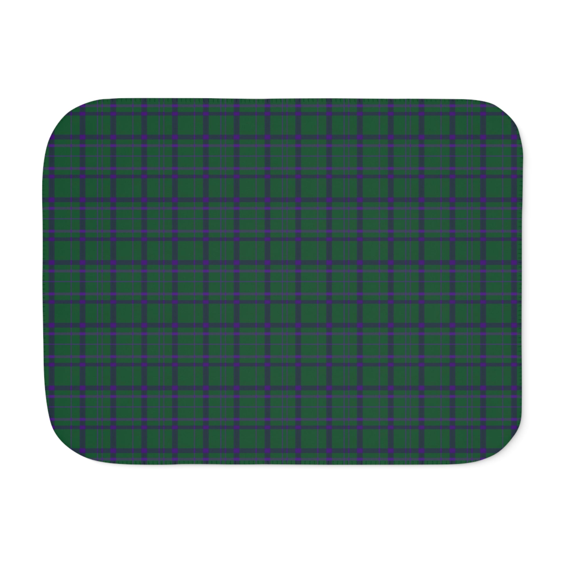 Rectangular blue mat with a subtle pattern on a white background