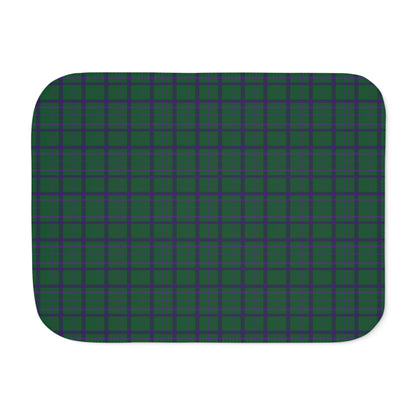 Rectangular blue mat with a subtle pattern on a white background