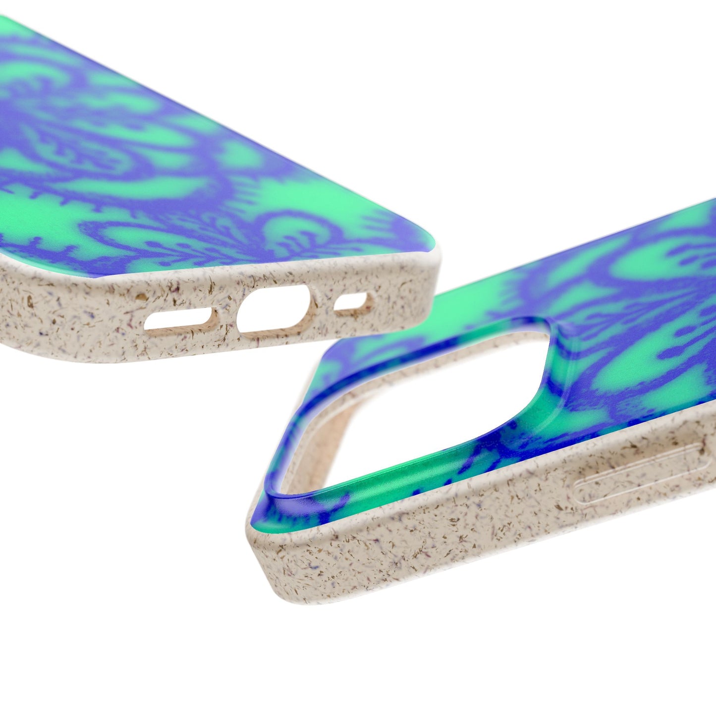 Biodegradable Phone Case — Blue Green Floral Mandala Eco-Friendly iPhone Cover