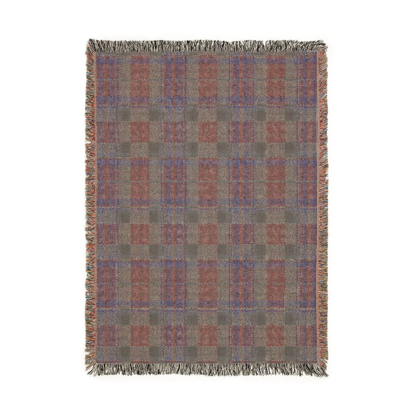 Reverse side of tartan plaid throw blanket