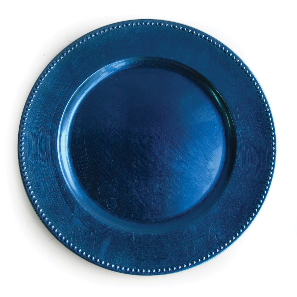 Blue charger plate on a white background