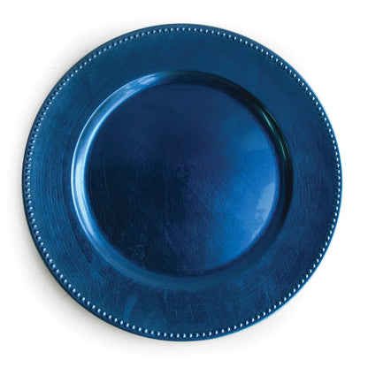 Blue charger plate on a white background