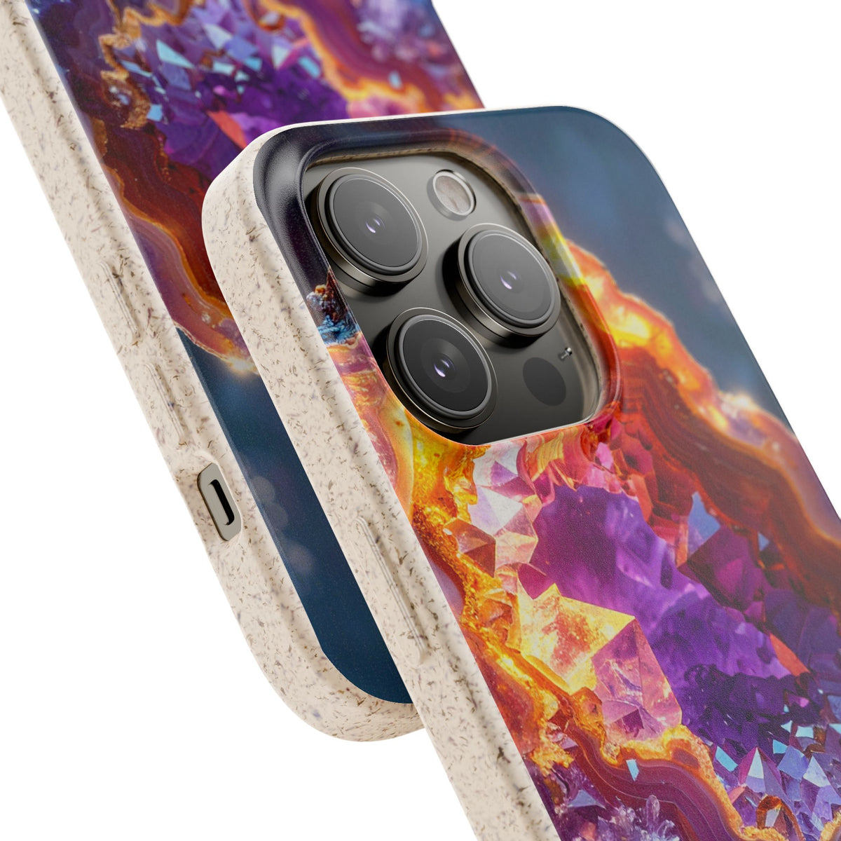 Geode Crystal Biodegradable Phone Case — Eco-Friendly Gemstone Art for iPhone